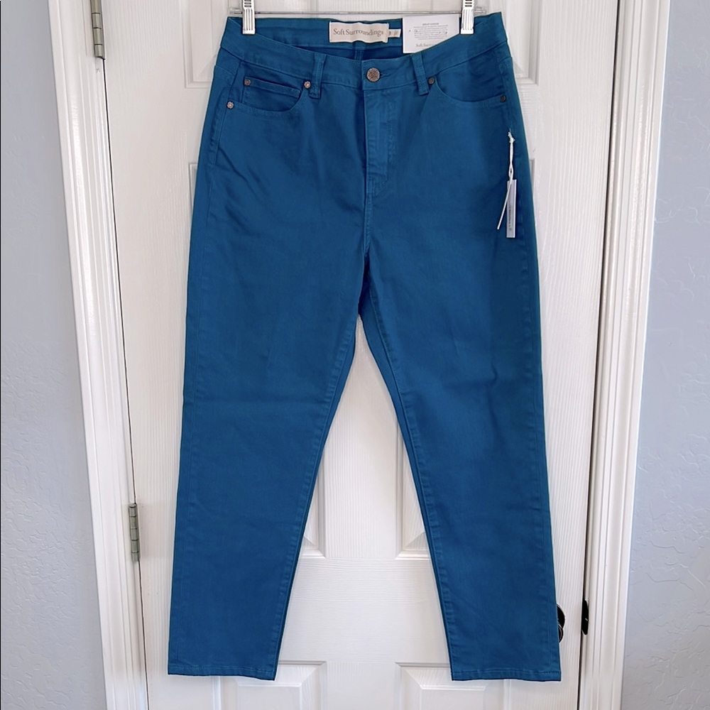 NWT Soft Surroundings ultimate girlfriend jeans teal reef size 10 P